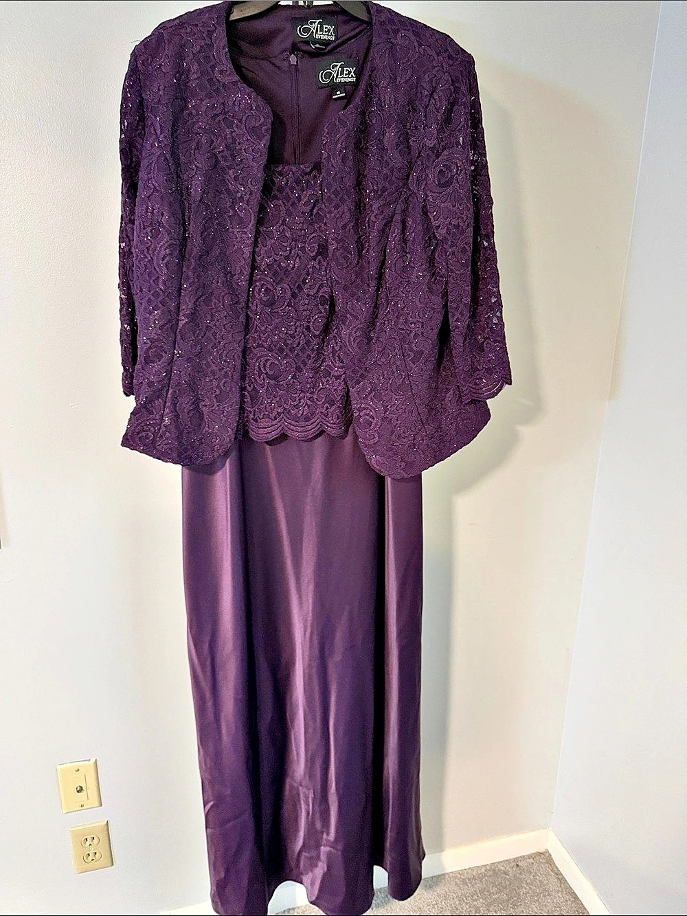 Alex Evenings Women's Floral Lace Maxi Dress Size 16